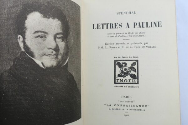 STENDHAL : Lettres à Pauline. 1921 – Image 10